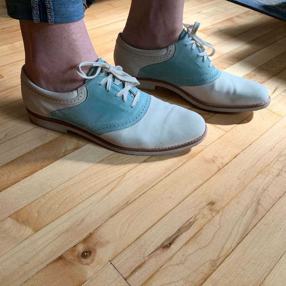 Santoni • Italian • LEATHER oxford saddle shoes •